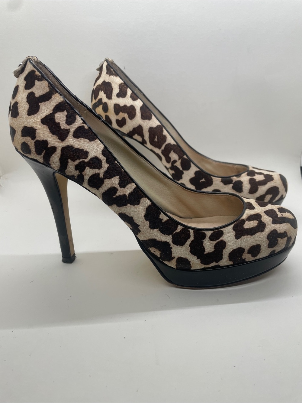 Michael Kors Leopard Print Platform Pumps in Brown and Cream
